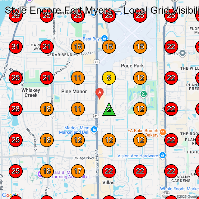 Style Encore Fort Myers GeoGrid visibility map for Women'S Clothing Store in Fort Myers